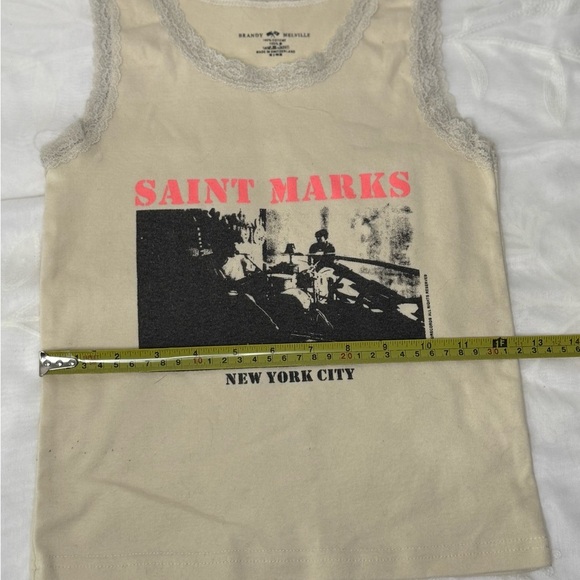 Brandy Melville Cream Tank Top with Graphic Print - Picture 8 of 9